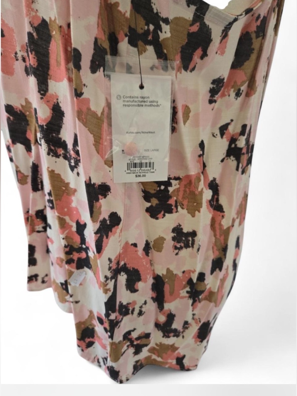 Nine West graphic halter tank top, modern, fluid halter silhouette, size L NWT - Picture 4 of 4